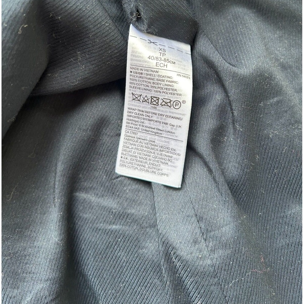 Banana Republic Polka Dot Trench Coat Water Resistant Belt Button Blue XS EUC - Picture 9 of 10
